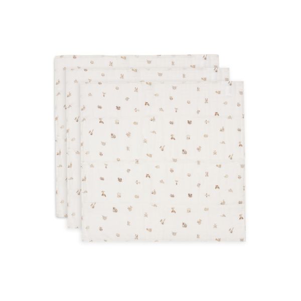 Lot de 3 langes gaze de coton 70 x 70 cm Animal Friends
