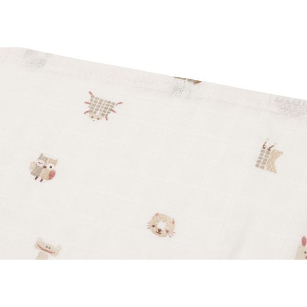 Lot de 3 langes gaze de coton 70 x 70 cm Animal Friends