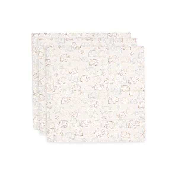 Lot de 3 langes gaze de coton 70 x 70 cm Elephant Tales
