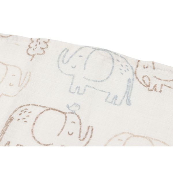 Lot de 3 langes gaze de coton 70 x 70 cm Elephant Tales