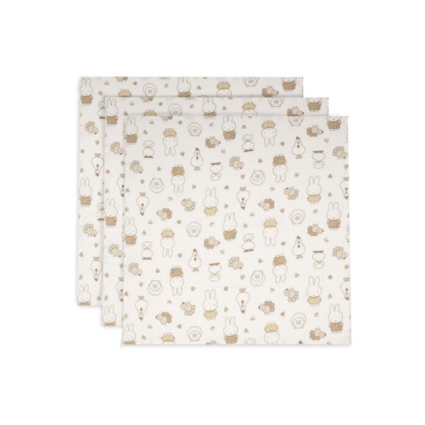 Lot de 3 langes gaze de coton 70 x 70 cm Miffy Family Farm