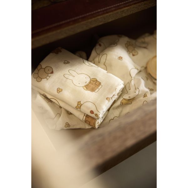 Lot de 3 langes gaze de coton 70 x 70 cm Miffy Family Farm