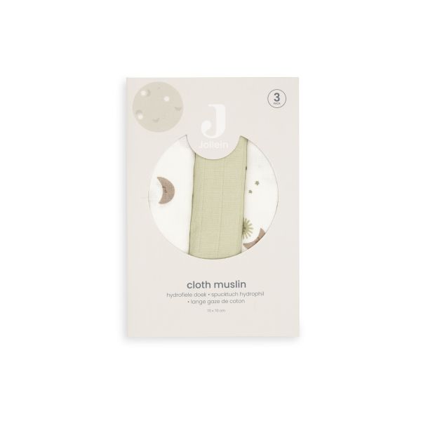 Lot de 3 langes gaze de coton 70 x 70 cm Over the Moon