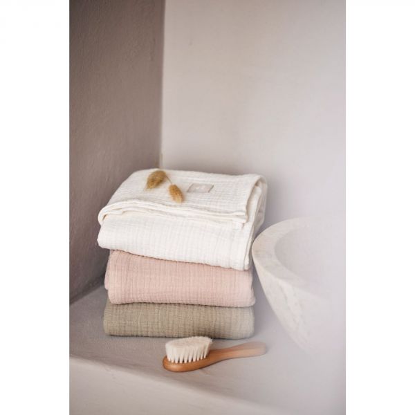 Lot de 4 langes gaze de coton 70 x 70 cm Olive et Ivoire