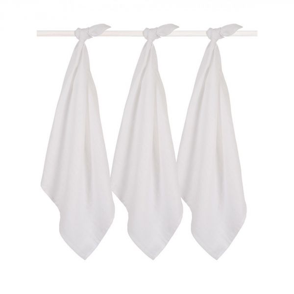 Lot de 3 langes coton hydrophile 70x70 cm White