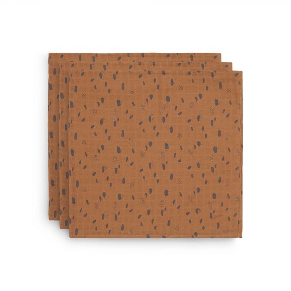 Lot de 3 langes coton hydrophile 70x70 cm Spot Caramel