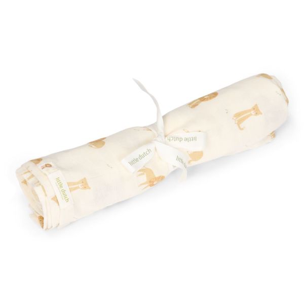Lange XL en gaze de coton - Safari Leo - 120 x 120 cm