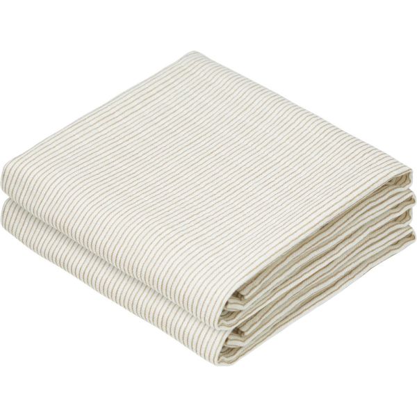 Lots de 2 langes en mousseline 70 x 70 imprimés Rayures marron