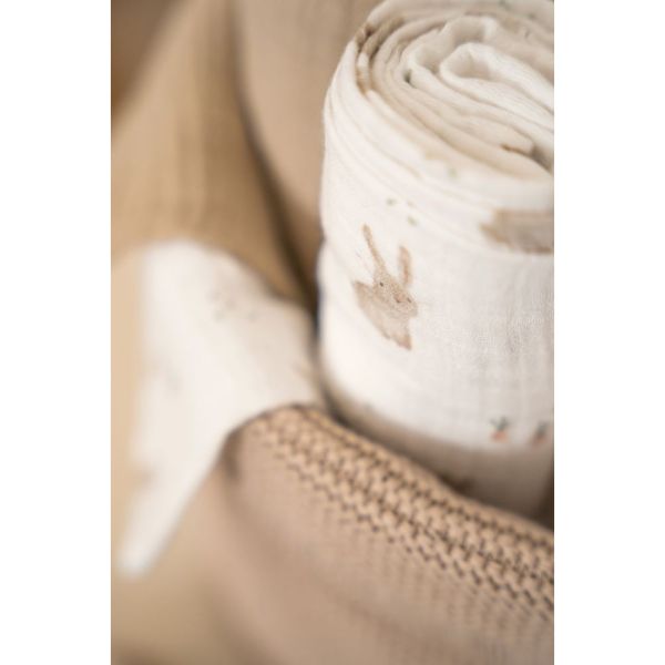 Langes XL en gaze de coton - Baby Bunny - 120 x 120 cm