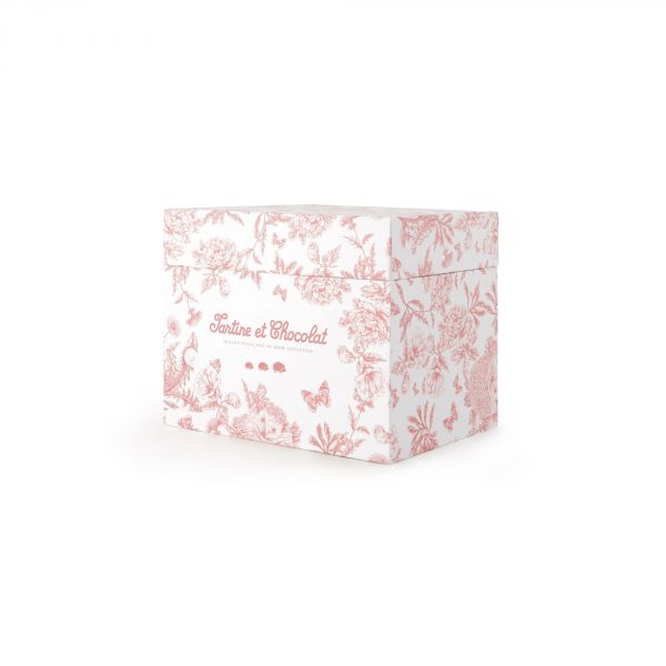 Peluche musicale Augustin le Lapin Toile de Jouy rose