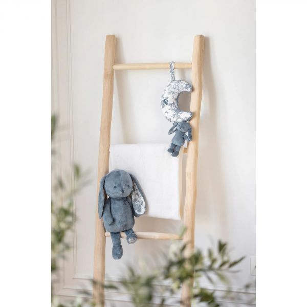 Peluche musicale Augustin le Lapin Toile de Jouy bleu