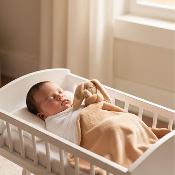 Couverture bébé avec doudou Beige Ambré Lapidou