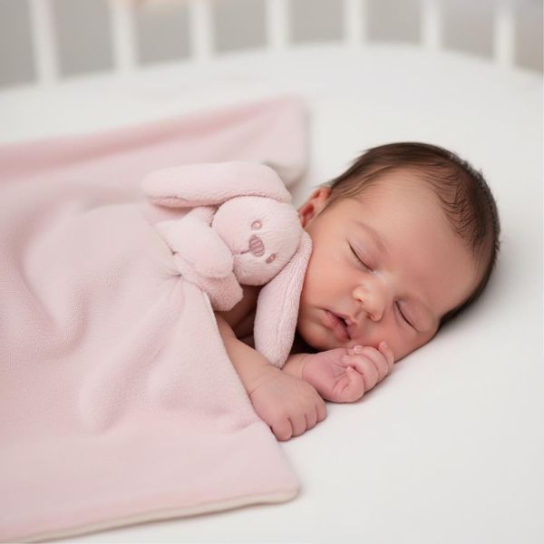Couverture bébé avec doudou Rose poudré Lapidou
