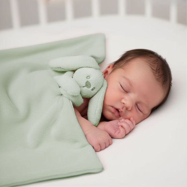 Couverture bébé avec doudou Vert Tilleul Lapidou