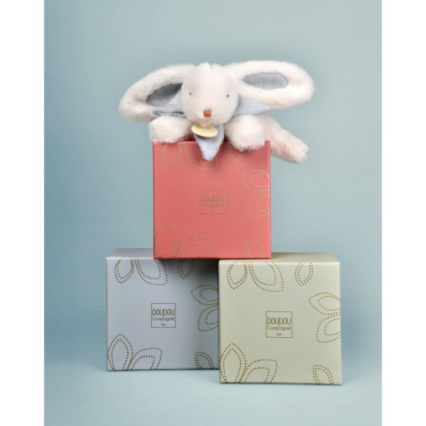 Doudou pantin lapin Bonbon 20 cm Bleu gris
