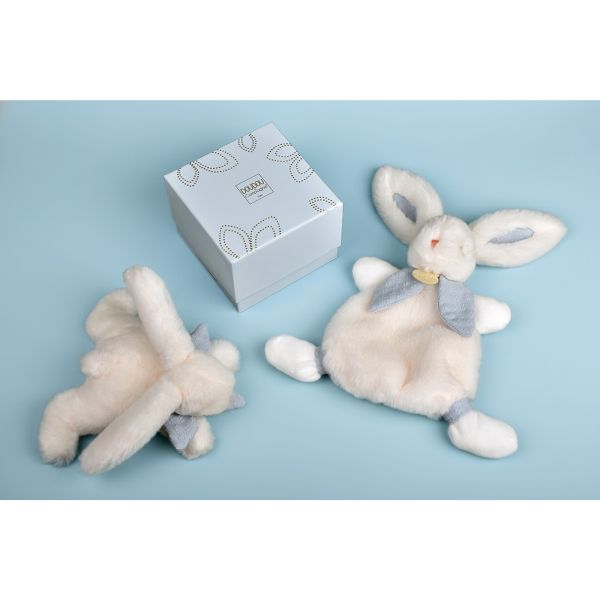 Doudou pantin lapin Bonbon 20 cm Bleu gris