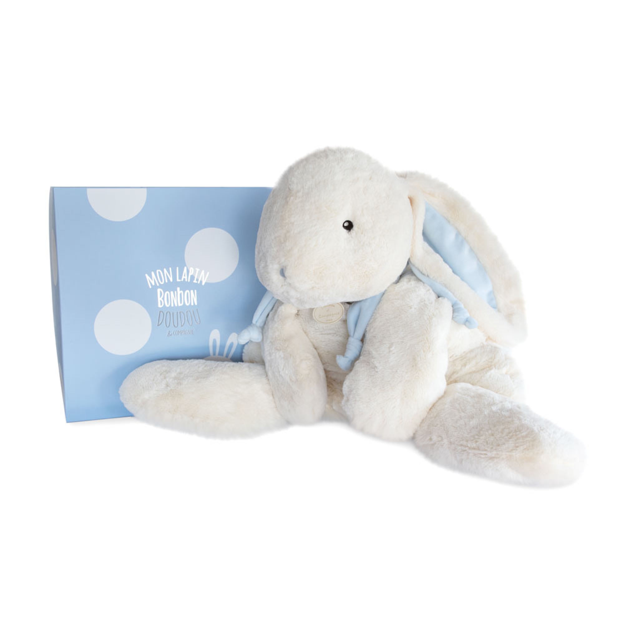Doudou Et Compagnie Grande Peluche Lapin Bonbon 75 Cm Bleu Made In Bebe