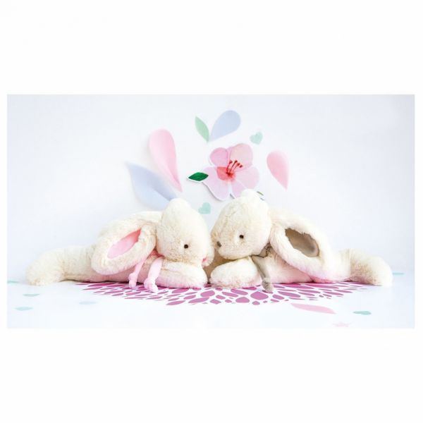 Grand doudou Lapin Bonbon taupe