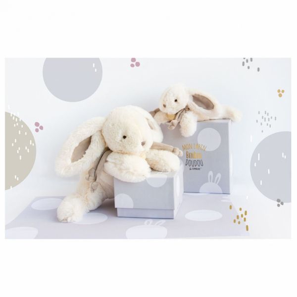 Grand doudou Lapin Bonbon taupe