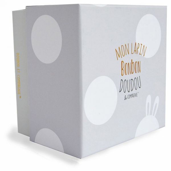 Grand doudou Lapin Bonbon taupe