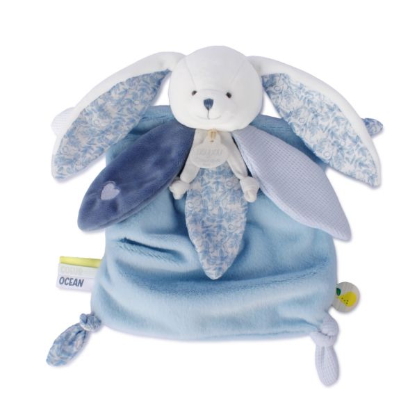 Doudou lapin 25 cm Cœur océan