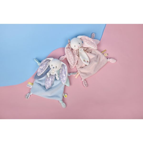 Doudou lapin 25 cm Cœur océan