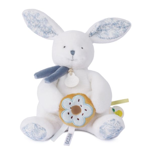 Doudou pantin lapin avec donut 20 cm Cœur océan