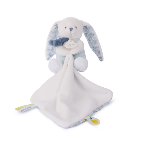 Peluche pantin lapin avec doudou 10 cm Cœur océan
