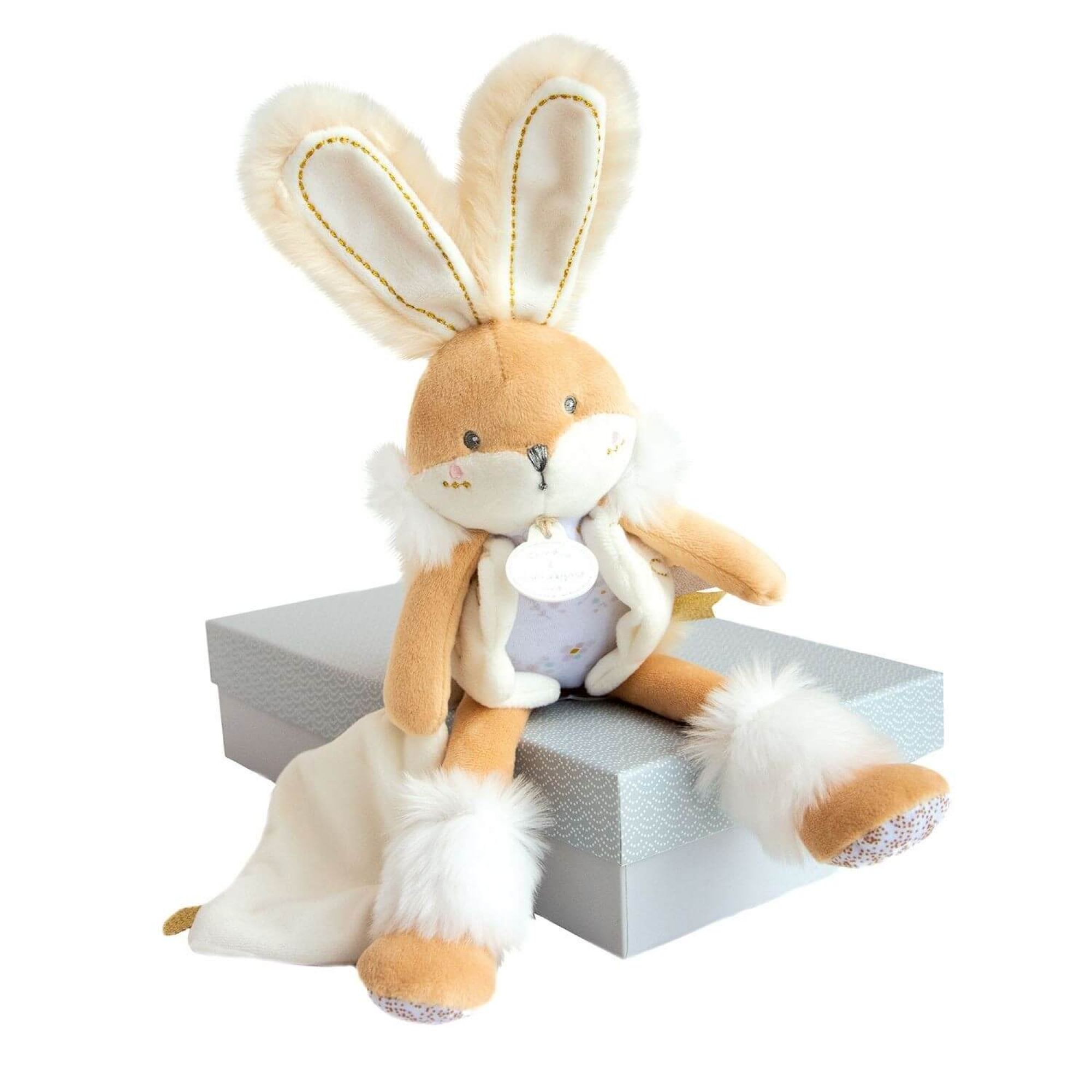 Peluche Lapin De Sucre avec doudou personnalisé - Blanc