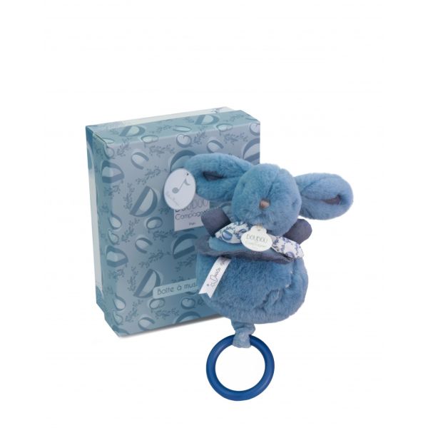 Boîte à musique Lapin Doudou Bleu