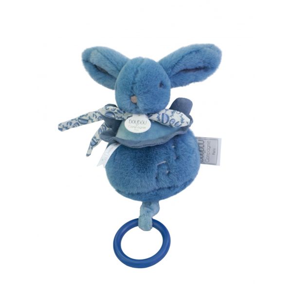 Boîte à musique Lapin Doudou Bleu