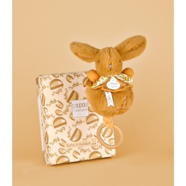 Boîte à musique Lapin Doudou Ocre