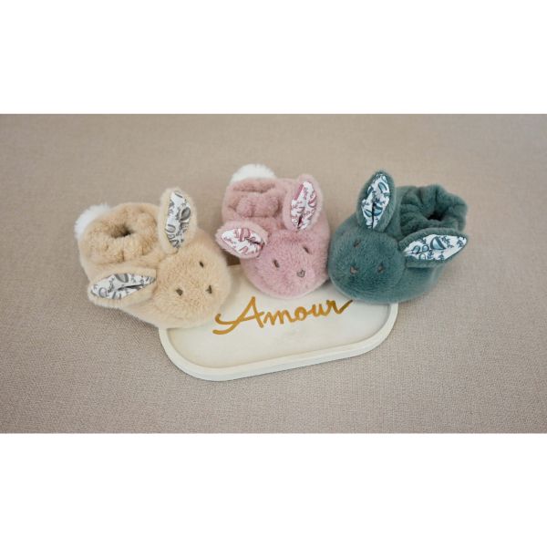 Coffret doudou lapin et chaussons Beige