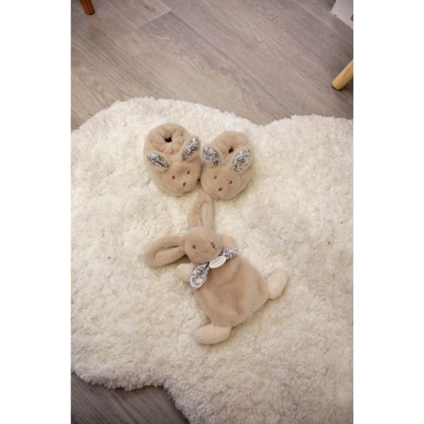Coffret doudou lapin et chaussons Beige