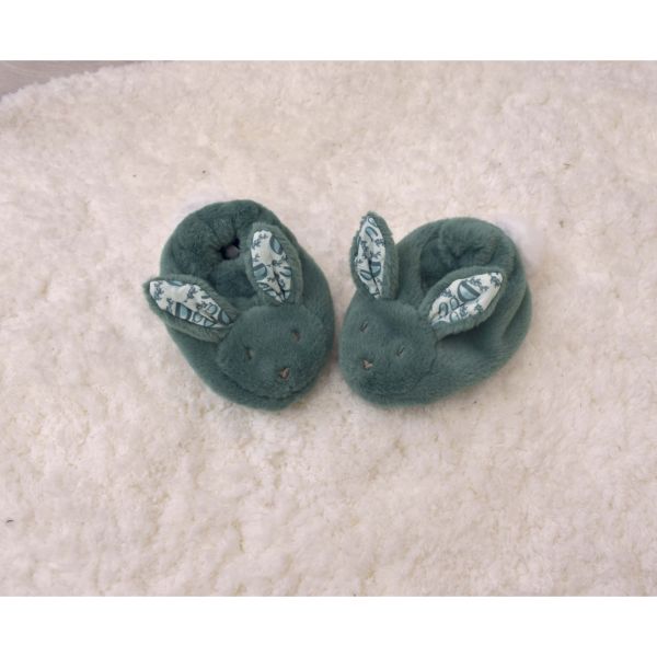 Coffret doudou lapin et chaussons Vert sauge