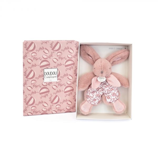 Doudou plat lapin rose Lapin DOUDOU 18 cm