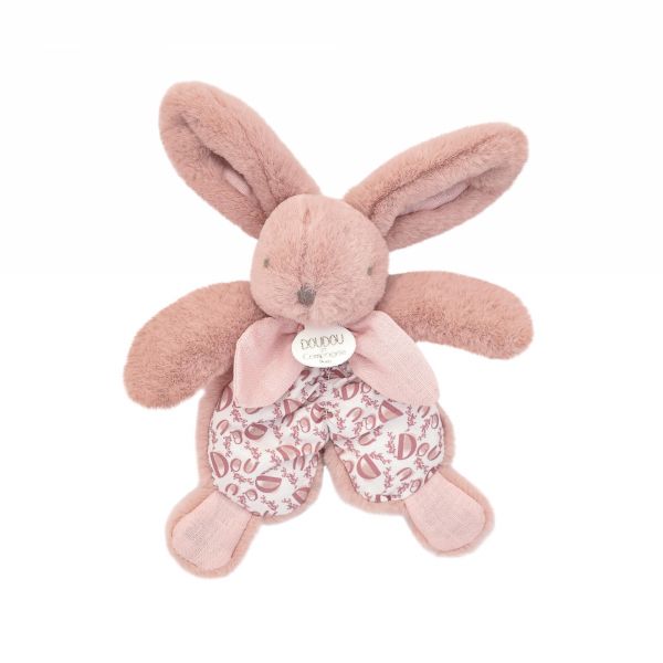 Doudou plat lapin rose Lapin DOUDOU 18 cm