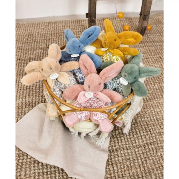 Doudou plat lapin rose Lapin DOUDOU 18 cm