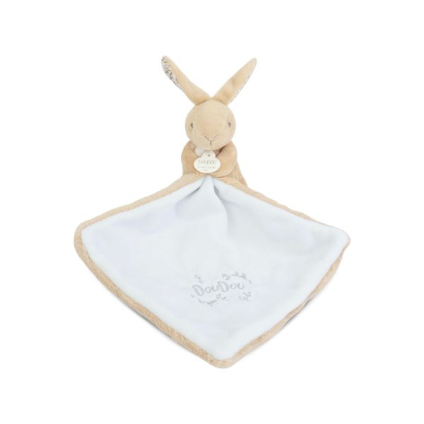 Doudou lapin mouchoir 10 cm Beige