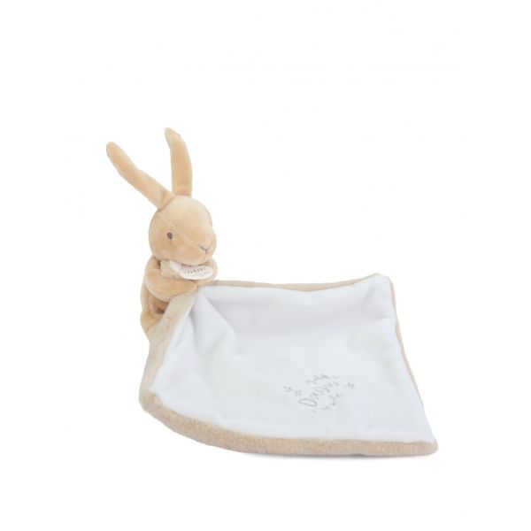 Doudou lapin mouchoir 10 cm Beige