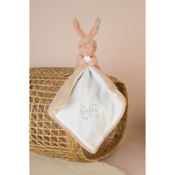 Doudou lapin mouchoir 10 cm Beige