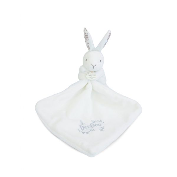 Doudou lapin mouchoir 10 cm Blanc