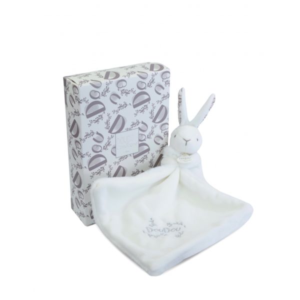 Doudou lapin mouchoir 10 cm Blanc