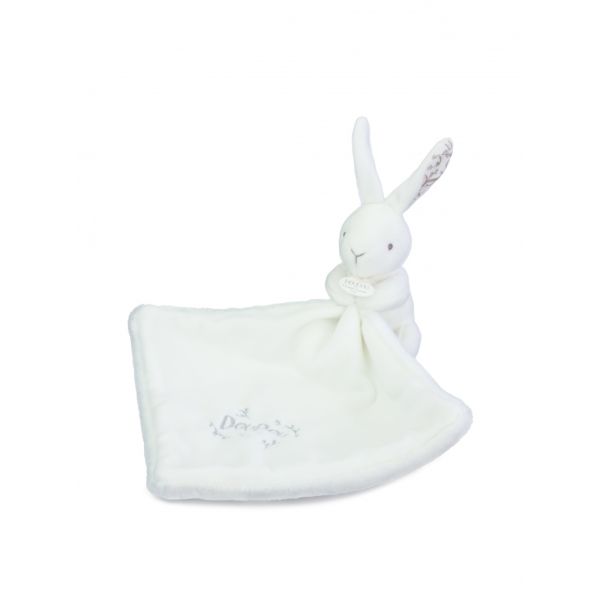 Doudou lapin mouchoir 10 cm Blanc