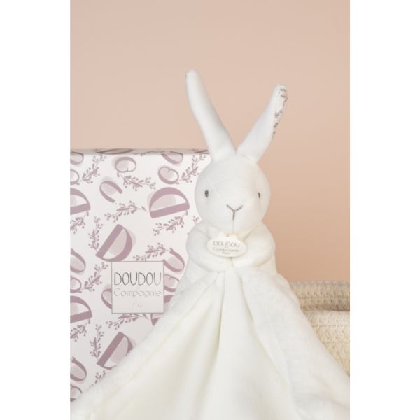 Doudou lapin mouchoir 10 cm Blanc