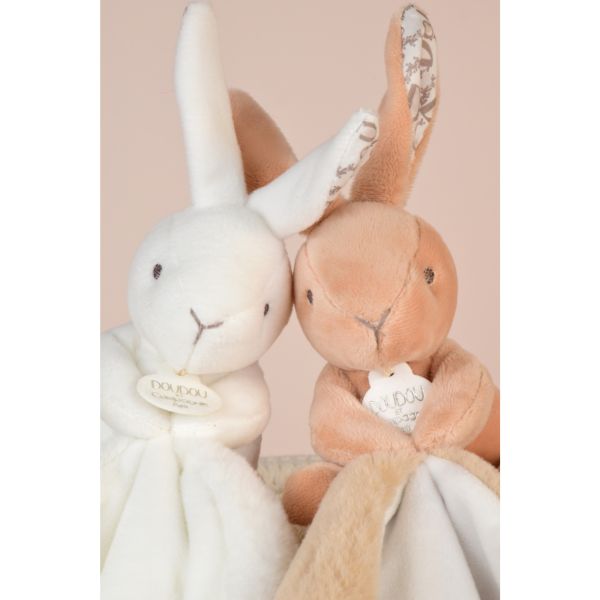 Doudou lapin mouchoir 10 cm Blanc
