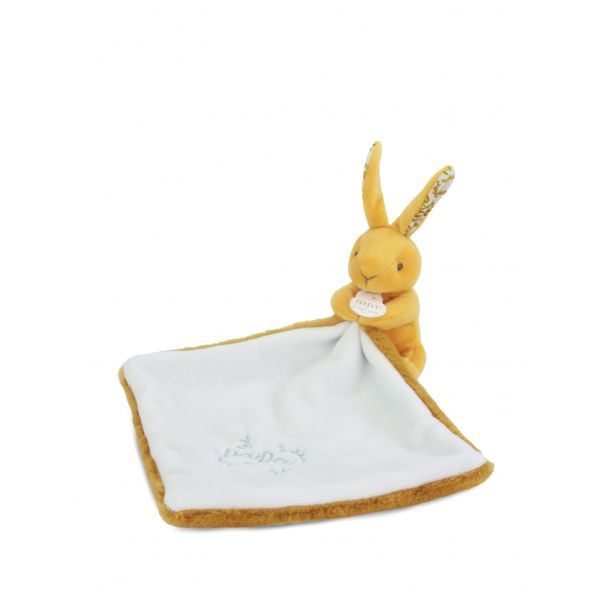 Doudou lapin mouchoir 10 cm Ocre
