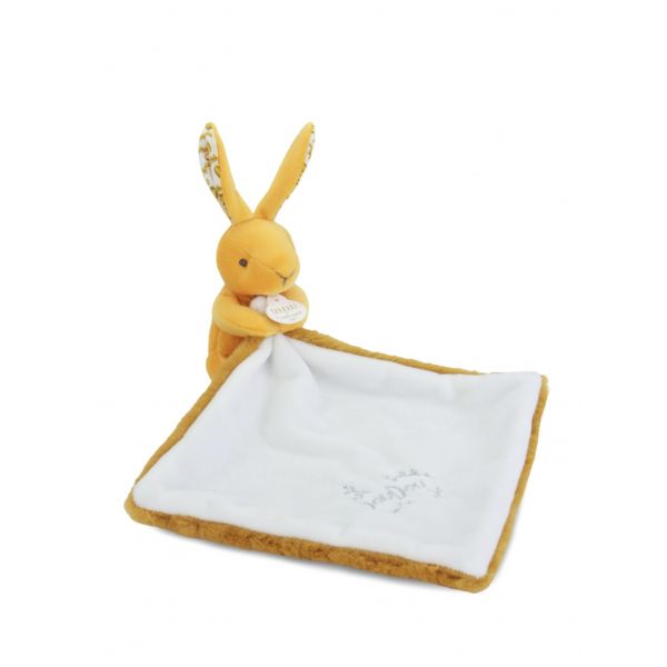 Doudou lapin mouchoir 10 cm Ocre