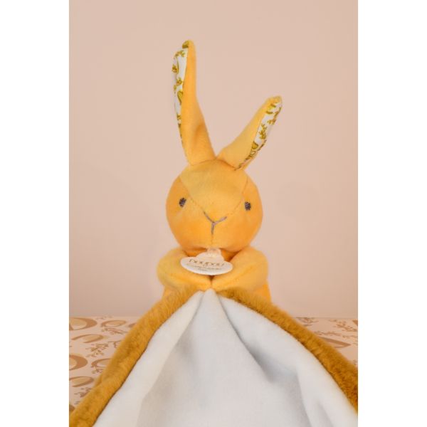 Doudou lapin mouchoir 10 cm Ocre