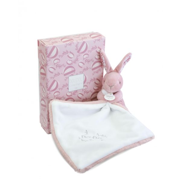 Doudou lapin mouchoir 10 cm Rose